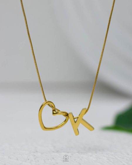 litter K gold trendy heart necklace