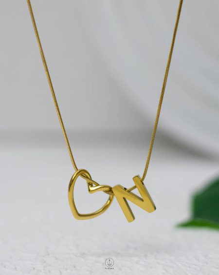 litter N gold trendy heart necklace