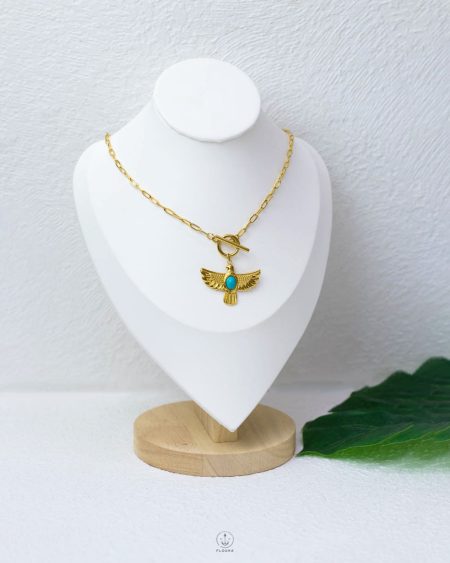 gold bird & fyroz Bead necklace