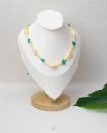 free size summer Beige seashell and tiny Turquoise stars necklace