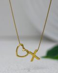 litter X gold trendy heart necklace