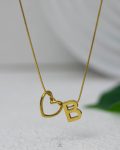 litter B gold trendy heart necklace