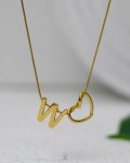 litter W gold trendy heart necklace