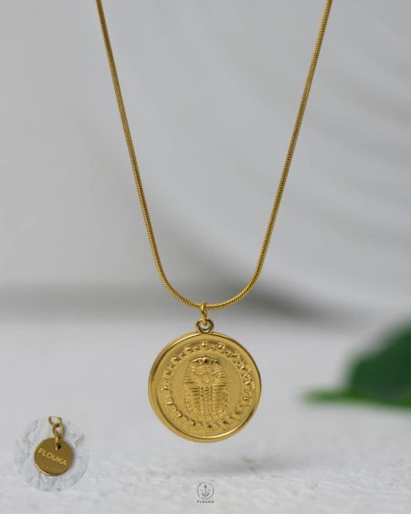Egyptian pound gold mouse necklace
