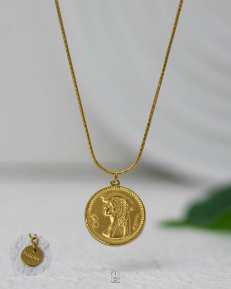 half Egyptian pound gold mouse necklace
