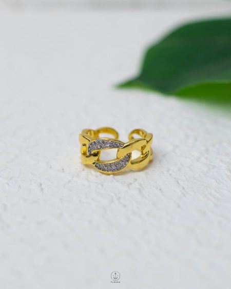 free size mix gold & silver straus rope ring