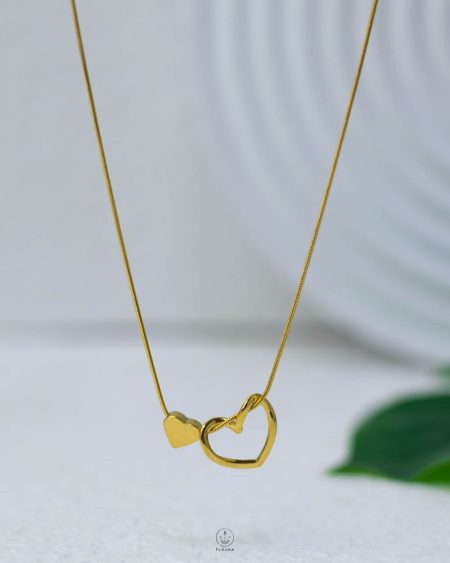 double trendy heart necklace