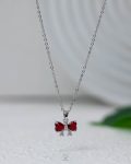 silver red strus tie necklace