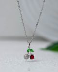 cherry red straus silver necklace