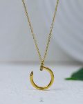 white strues gold nail necklace