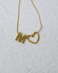 litter M gold trendy heart necklace