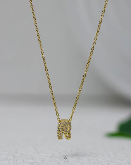 litter R gold necklace