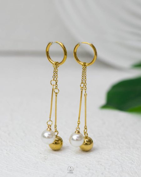 gold ball & beads earring