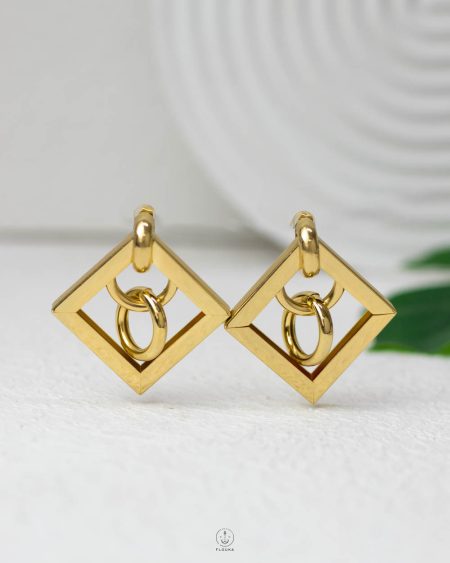 gold square earring