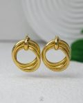 triple larg gold circle earring