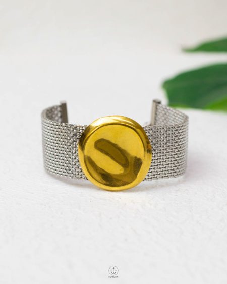wide silver & gold bracelet