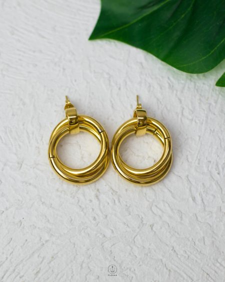 double circle gold earring
