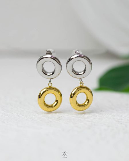 gold & silver circle earring