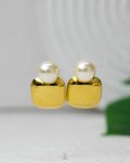 gold pump square & beads earring