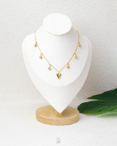gold heart & struas gold necklace