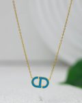 mini blue CD gold necklace