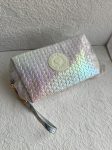 metallic white make up bag