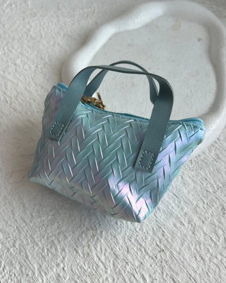 mini metallic baby blue bag