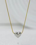 silver heart gold mouse necklace
