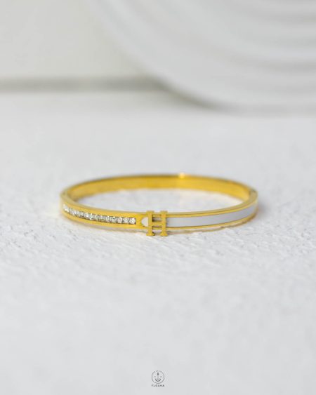 litter H white struas gold and white bracelet