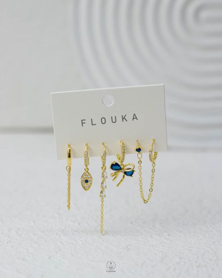 Turquoise struas gold earring set