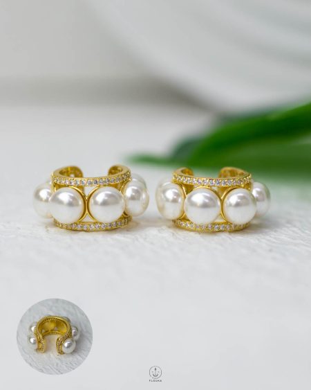 gold straus & beads fake piercing