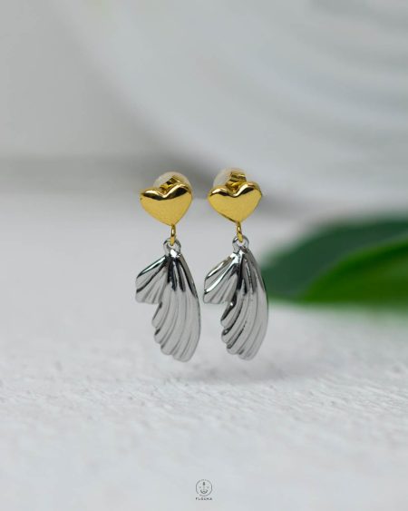 mix gold & silver gold & shell earring