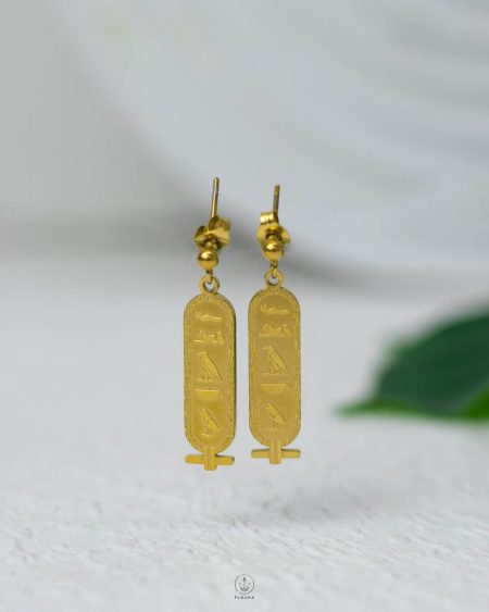 ALL gold pharonic bar earring