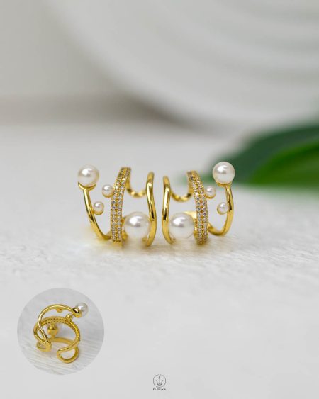 gold straus & beads fake piercing