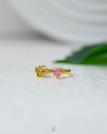 pink heart gold ring