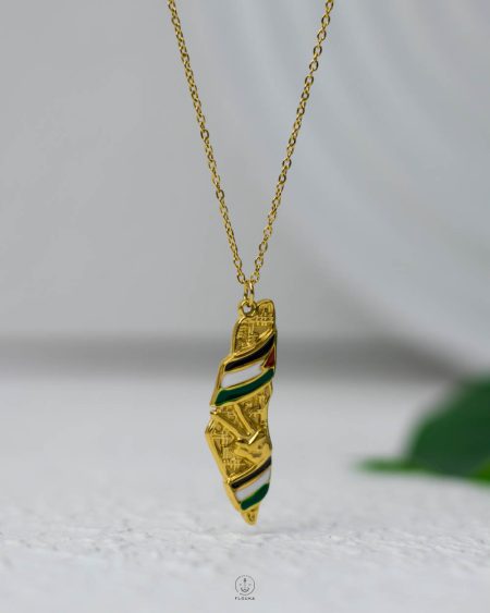 gold Palestine map necklace