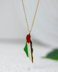 gold Palestine map flag necklace