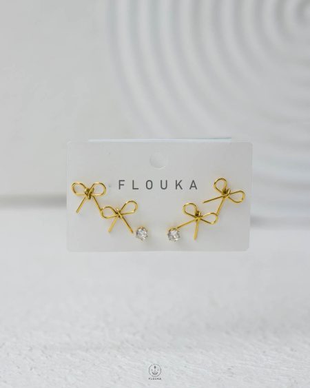 gold tie earring set