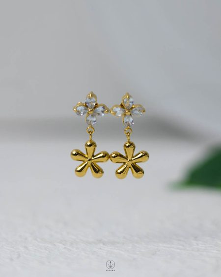 gold flower earrings