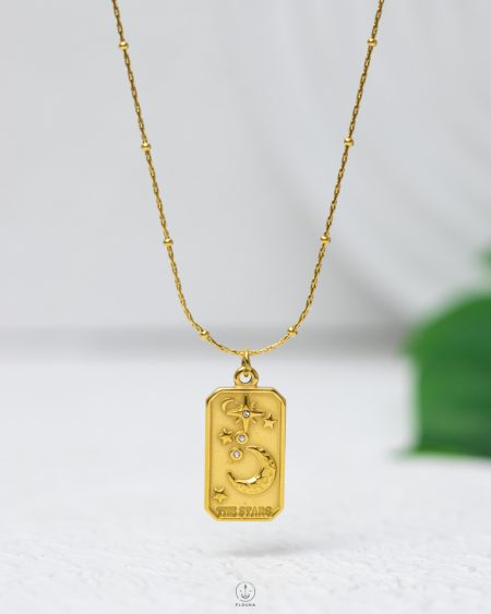 gold space bar necklace