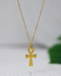 tiny gold pharonic key life necklace