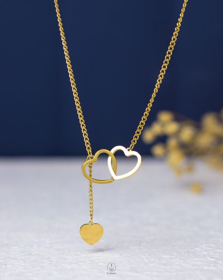 double gold heart necklace