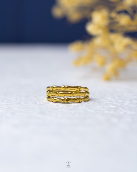free size three layer gold bone ring