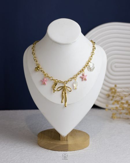 sea animals & gold tie necklace
