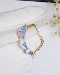 baby blue fabric gold bracelet