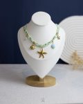 ment green fagbric gold sea star necklace