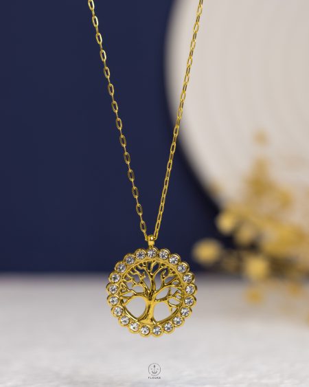 gold struas tree necklace