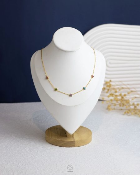 colorfull struas rose gold necklace