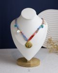 baby blue fagbric seashell necklace