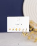 gold straus crescent & space star earring set